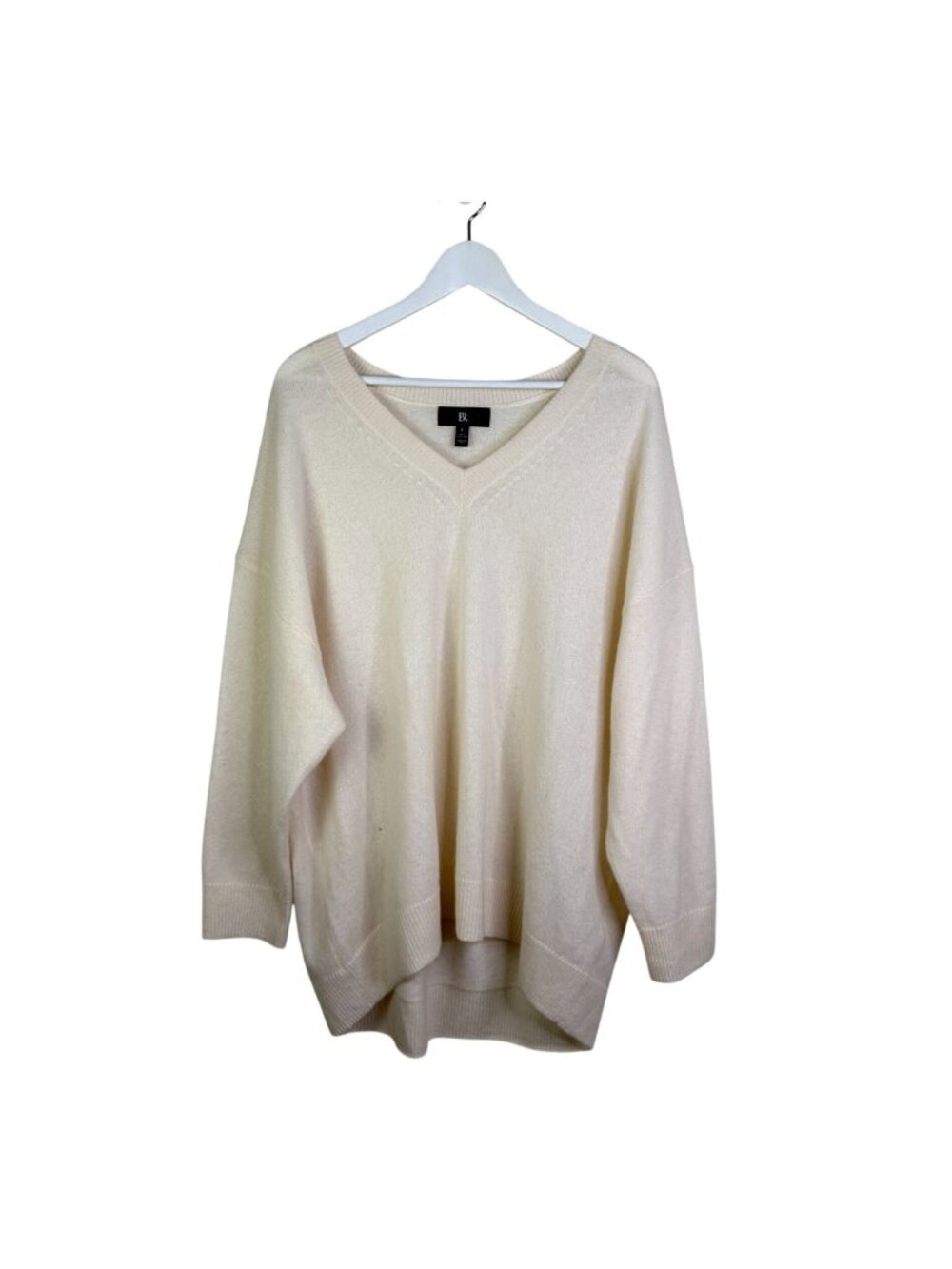 Banana Republic Women's 100% Cashmere Cream V-Neck Tunic Sweater, Size Large